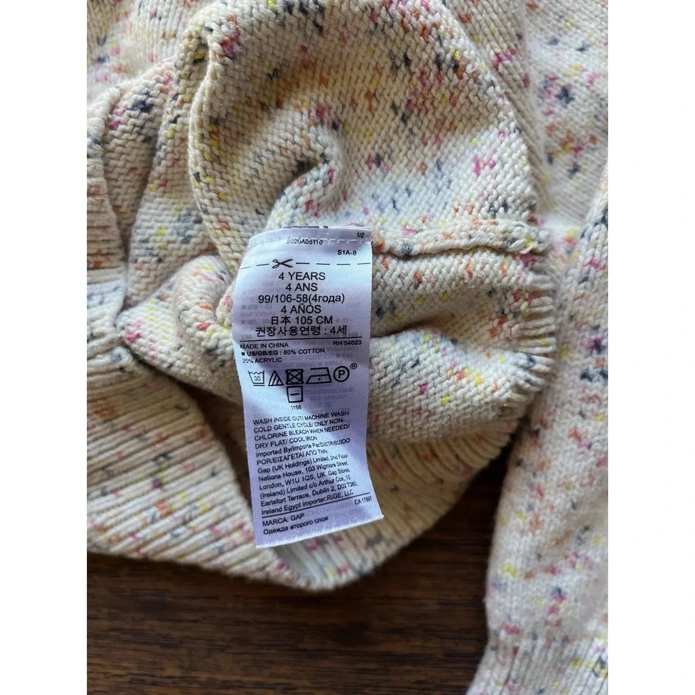 Kid's Baby Gap Sweater Multicolor Speckled 4 Toddler Prep School Winter Pullover